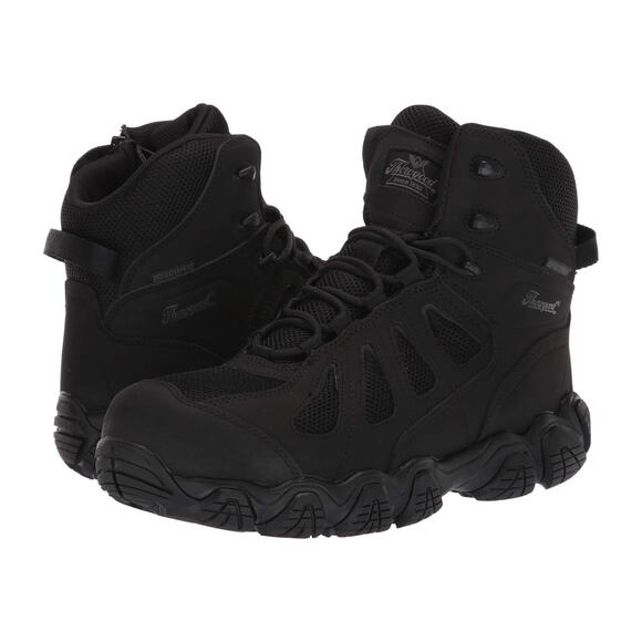 Thorogood 12M Black 6" Crosstrex Side Zip Comp Toe Hiker Boots Waterproof F48-11 - Picture 1 of 14